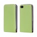 iPhone 4 4s - Genuine Leather Up Down Flip Protective Phone Cover Case - Green